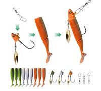 POWJOY Pre-Rigged Curly Tail Swimbaits with Hidden Hook & Loop for Bass