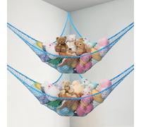 Powkoo 2 Pack Teddy Hammock Extra Large Toy Hammock for Stuffed Animals - Soft Cuddly Toy Storage Net for Kids Bedroom Toddler Room Nursery Decor (Blue)