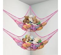 Powkoo 2 Pack Teddy Hammock Extra Large Toy Hammock for Stuffed Animals - Soft Cuddly Toy Storage Net for Kids Bedroom Toddler Room Nursery Decor (Pink)
