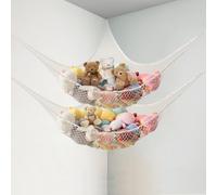 Powkoo 2 Pack Teddy Hammock Extra Large Toy Hammock for Stuffed Animals - Soft Cuddly Toy Storage Net for Kids Bedroom Toddler Room Nursery Decor (White)