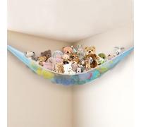 Powkoo Stuffed Animal Net Hammock Corner Large Toy Storage Organizer Holder Plushies Stuffy Storage Hammock for Kids Baby Nursery Bedroom Playroom Home Wall Room Decor (Blue)