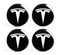 Powlamks Set of 4 Wheel Centre Caps for Tesla Model 3 Model Y - White and Matte Black Background