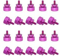Powlankou 20 Pieces 6#-32 Computer Case Screws, Anodized Aluminum Thumbscrews, Fully Threaded Knurled Thumbscrews, Thumb Screws (Pink)