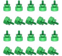 Powlankou 20 Pieces 6#-32 Computer Case Screws, Anodized Aluminum Thumbscrews, Fully Threaded Knurled Thumbscrews, Thumb Screws (Green)