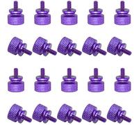 Powlankou 20 Pieces 6#-32 Computer Case Screws, Anodized Aluminum Thumbscrews, Fully Threaded Knurled Thumbscrews, Thumb Screws (Purple)