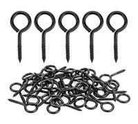Powlankou 40 Pieces 2 inch Screw Eyes, Black Zinc Plated Steel Screw Eyes, Self Tapping Screw Hooks, Metal Eye Hooks, Eyelet Screws