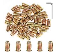Powlankou 45 Pieces 1/4"-20 x 20mm Furniture Insert Nut, Hex Socket Threaded Insert Nuts with a Hex Wrench