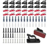 Pownert 180 Piece Set Fence Hooks, Screw-Fix Fence Hooks for Outdoor Lights, Coloured Lights Garden Hooks, Easter Outdoor Light Hooks, Garden Lighting and Cables (Black, Red)