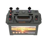 POWO Carlife Battery Box for 30Ah/20Ah/10Ah Battery, Waterproof Battery Box with Anderson Plug and Dual QC3.0, 12V Marine Case 30Amp Connectors for Lifepo4, RV, Camping, Boat, Trailers, Hunting