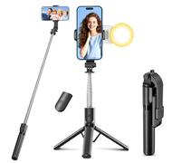POWOMAO Selfie Stick Tripod with Fill Lights,125cm Extra Long Portable Telescopic Selfie Stick with Detachable Remote Control,Compatible with iPhone,Samsung,Huawei,Smartphones