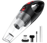 Powools Handheld Vacuum Cordless with 2 Filters, Car Vacuum Cleaner High Power with Fast Cahrge Tech, Portable Rechargeable Mini Vacuum with Large-Capacity Battery, Red, 14.3"X4.6"X4.0"