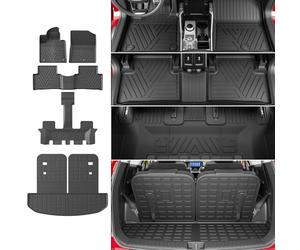 powoq 6&7 Seats Fuel Floor Mat Compatible with 2021-2025 KIA Sorento Cargo Mat Floor Liner TPE Backrest Trunk Liner Replacement for 2021 2022 2023 2024 2025 KIA Sorento Accessories