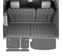 powoq Cargo Mat Compatible with 2018-2024 Chevy Traverse Trunk Liner TPE Cargo Liner Replacement for 2018 2019 2020 2021 2022 2023 2024 Chevy Traverse Accessories (Trunk Mat+Backrest Mat)