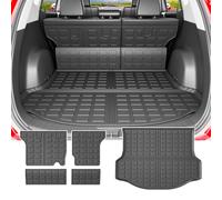 powoq Fit 2013 2014 2015 2016 2017 2018 Toyota RAV4 Trunk Liner All Weather Backrest Mat TPE Material Cargo Mat Trunk Mat for Toyota RAV4 Accessories(Trunk Mat+Backrest Mats)