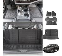 powoq Fit 2014-2019 Toyota Highlander 7 Seats TPE Floor Mats Trunk Mat All-Weather Protection Cargo Liner for 2014 2015 2016 2017 2018 2019 Toyota Highlander Accessories (Floor Mats+Rear Trunk Mat)