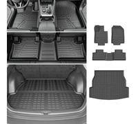 powoq Floor Mat Compatible with 2019 2020 2021 2022 2023 Toyota RAV4 Trunk Mat TPE Material Cargo Liner Replacement for 2019-2023 Toyota RAV4 Accessories (Fit 2019-2023, Rear Trunk Mat + Floor Mats)