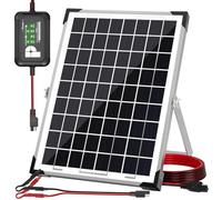 POWOXI 10W 12V Solar Panel Kit, Monocrystalline Solar Battery Trickle Charger Maintainer + Upgrade 10A Smart Battery Protection Controller for Car, RV, Boat, Caravan & Outdoor Use