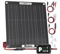 POWOXI 30W Solar Battery Charger: 12V Solar Car Battery Trickle Maintainer - with MPPT Controller Parameter Adjustable - for RV Boat Marine Motorcycle Trailer Truck Tractor - Solar Panel Kit