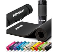 POWRX Exercise mat | Yoga mat Premium incl. carrying strap + bag + exercise poster FREE | Skin-friendly fitness mat phthalate-free | 75" x 39" x 0.6", Black