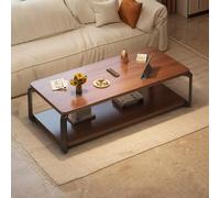 POWRZZZY 2-Tier Industrial Coffee Table Mid-Century Coffee Table Rectangular Wood Center Table Open Space Minimalist for Living Meeting Room(100x60x43cm)