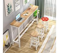 POWRZZZY Solid Wood Bar Height Table Modern Wood Bar Table Set Long Table Against the Wall For Home High Top Rectangular Sofa Console Table Kitchen Island Table for Living Room Foyer Easy to Clean