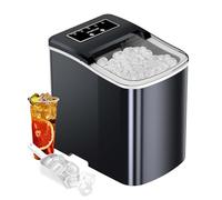 POWSAF Portable Countertop Ice Maker - with Ice Scoop, Basket, Makes 9 Ice Cubes in 8 Minutes, 12KG/24 Hours, Self-Cleaning Ice Cube Machine for Home/Office/Kitchen/Camping, Black