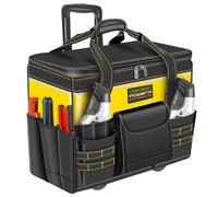 POWSTR 21" Rolling Tool Bag with Wheels,Portable Waterproof Large Tool Storage Bag Organizer with Adjustable Aluminum Telescoping Handle for Repairman Electrician and Mens