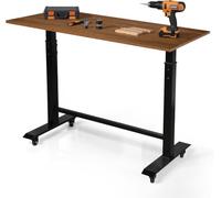 POWSTR Adjustable Workbench with 360° Lockable Wheels, 32"-42" Height-Adjustable Work Table with Six-Level Settings,Suitable for Garages, Workshops, Offices and Home