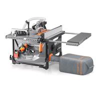 POWSTR Dust-Free Table Saw for Woodworking,9Amp 220V Portable Jobsite Bench Saw with Protective Cover, 5000RPM,60Tooth Steel Blade,98% Vacuuming Rate, 90° Cross Cut 0-45° Bevel