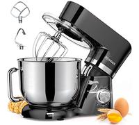 POWWA Food Processor, 5.5 L Mixing Machine Kneading Machine, 6+1 Speed Dough Machine, 1500 W Dough Kneading Machine with Whisk, Dough Hook, Whisk & Splash Guard for Baking, Cakes, Biscuits, Kneading