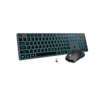 POWZAN Backlit Wireless Keyboard and Mouse, Rechargeable Quiet Wireless Keyboard Mouse Combo, Jiggle Mouse, 2.4G Cordless USB Keyboard Slim Full Size for Apple iMac, MacBook, laptop and PC, Space Gray