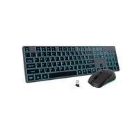 POWZAN Backlit Wireless Keyboard and Mouse, Rechargeable Quiet Wireless Keyboard Mouse Combo, Jiggle Mouse, 2.4G Cordless USB Keyboard Slim Full Size for Apple iMac, MacBook, laptop and PC, Space Gray