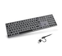 POWZAN Large Print Aluminum Bluetooth Keyboard for Mac,7 Backlit Computer Wired Keyboard with Numeric Keypad for Ipad,Full Size Slim Quiet,for iMac, MacBook Pro/Air- Space Gray
