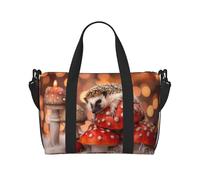 Powzjzw Hedgehog On Mushroom Travel Duffle Bag Weekender Carry On Tote Bags for Women Hospital Bags for Labor and Delivery Overnight Luggage Bag