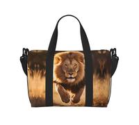 Powzjzw North American Lion Running Travel Duffle Bag Weekender Carry On Tote Bags for Women Hospital Bags for Labor and Delivery Overnight Luggage Bag