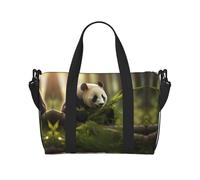 Powzjzw Panda Eating Bamboo Travel Duffle Bag Weekender Carry On Tote Bags for Women Hospital Bags for Labor and Delivery Overnight Luggage Bag