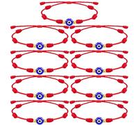 Poxtex 9pcs Evil Eye 7 Knot Lucky Bracelets, Rakhi for Brother and Bhabhi Adjustable Red String Amulet for Women Men with Gold Bead, Protection Jewelry Hand Bracelet, adjustable, Stone, evil eye