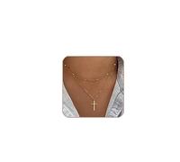Poxtex Cross Necklace for Women, 14K Gold Plated Dainty Pendant | Sterling Silver Small Faith Jewelry, Brass, No Gemstone - Trendy Gifts