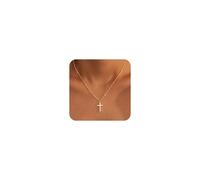 Poxtex cross necklace for women 14k gold plated dainty sterling silver necklace small cross pendant faith necklace simple gold necklace jewelry for women girls gifts from, Brass, No Gemstone