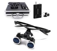 Poxvythb Dentist glasses dental loupes 2.5 with light Surgical loupes, headband magnifier LED Head Light Lamp, Aluminium case included