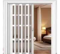 Poxvythb White Soundproof PVC Sliding Panel Door, Concertina Folding Door for Bedroom Closet Room Divider, Internal Accordion Pleated Doorway WXH:105x180cm