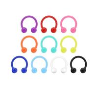 POYAMUSE 10Pcs Neon Horseshoe Piercing Rings - 16GA UV Acrylic Colorful Septum, Nose, Eyebrow, Cartilage Hoop Piercing Jewelry-10pcs