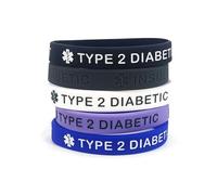 POYAMUSE 5pcs Rubber Medical Alert Bracelets - Type 1 or Type 2 Diabetic Wristbands for Women and Men, M, Rubber Silicone, no gemstone