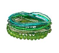 POYAMUSE Bohemian Multilayer Stackable Beaded Bracelets for Women, Colorful Crystal Glass Bead Strand Bracelet Set, Summer Beach Hawaii Jewelry Gift for Her, M, no gemstone