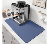 PoYang 24"x16" Coffee Mat Large, Coffee Bar Accessories for Countertop, Absorbent Dish Drying Mat, Anti-Slip and Hide Stain Pad for Espresso Machine, Espresso Maker and Kitchen Counter, Navy Blue