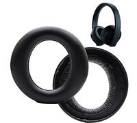 POYATU Sony PS4 Gold Wireless Headset Replacement Earpads (Black, Leather)