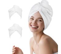 Poyday Microfibre Hair Towel Wrap: 2Pack Head Drying Towel Super Absorbent Anti Frizz Turban Towelling For Women Girls Long Wet Plopping Curly Hair