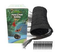 POYEE Pond Netting for Leaves 8.5m x 9m Pool Leaf Cover Net with Small Fine Mesh Protecting Koi Fish from Birds, Cats - Stakes Included