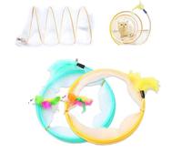 POYHKFD 2Pcs Cat Tunnel S Shape Spring Toy, S Type Cat Tunnels for Indoor Cats, Pet Entertainment Toy for Puppy Cats, Portable and Foldable Cat Interactive Spring Toys with Fake Mouse(Yellow+Cyan)