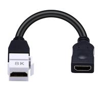 Poyiccot 8K HDMI Keystone Jack Pigtail Cable, 48Gbps HDMI 2.1 Keystone Pigtail Cable Female to Female Video Extension Snap-in Connector for White Wall Plate 8K, 4K@60Hz, 8inch
